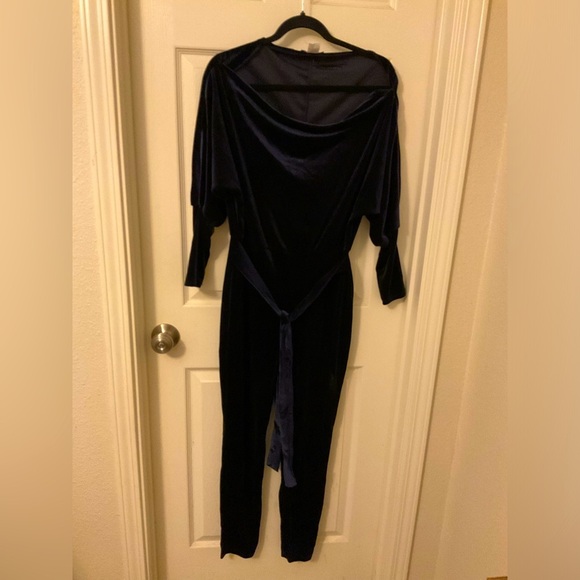 Navy blue off the shoulder jumpsuit size medium - Picture 2 of 10